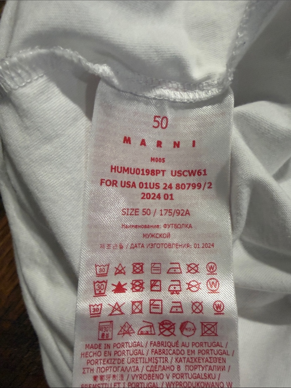 MARNI Lily White Gingham Logo Graphic Cotton T-Shirt Size 50/US Large - Picture 5 of 9
